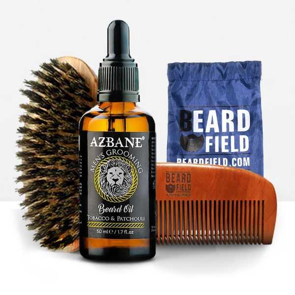 Beard Comb & brush with Beard Oil Sample | Men's Grooming Kit  Starter